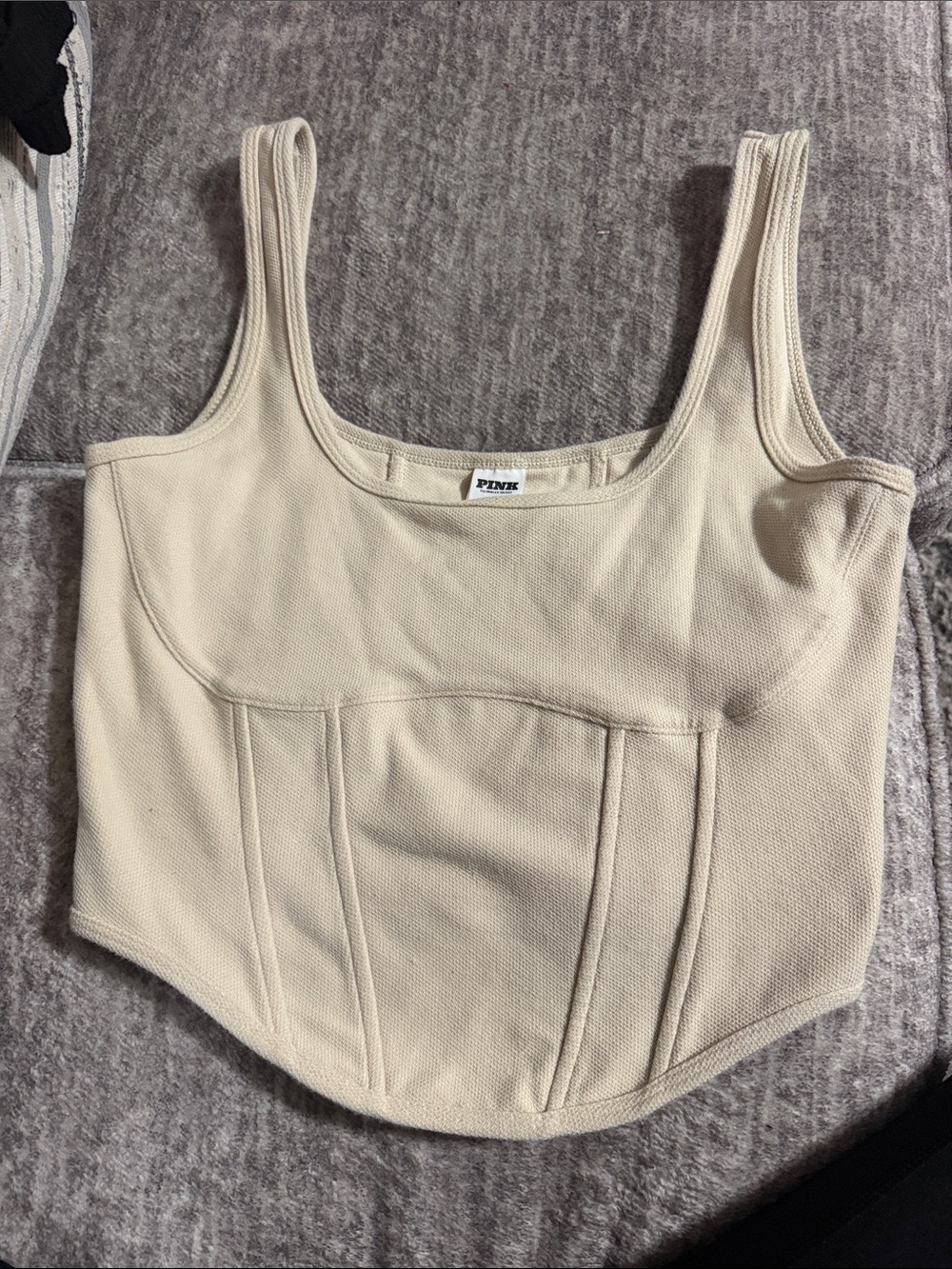 PINK Victoria's Secret Cream Structured Corset Tank Top